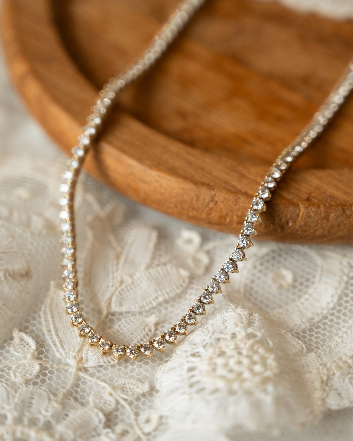 5.18 Diamond Tennis Necklace 14k Yellow Gold