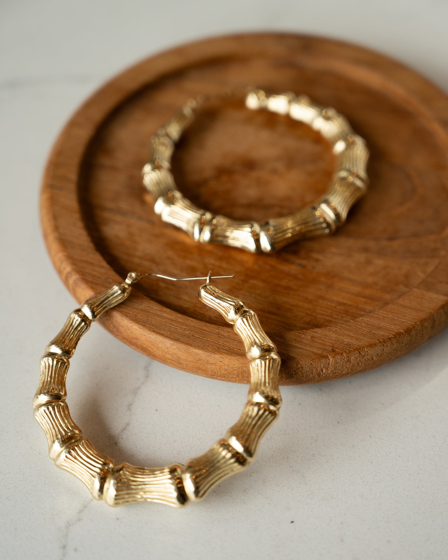 Oversized Bamboo Hoop Earrings 14k Yellow Gold