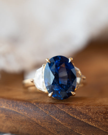 6.49 Oval Sapphire Engagement Ring 14k Yellow Gold