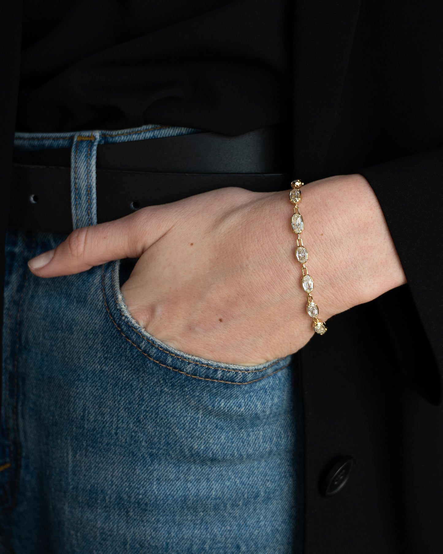 9.89 Diamond Paperclip Link Bracelet 18k Yellow Gold