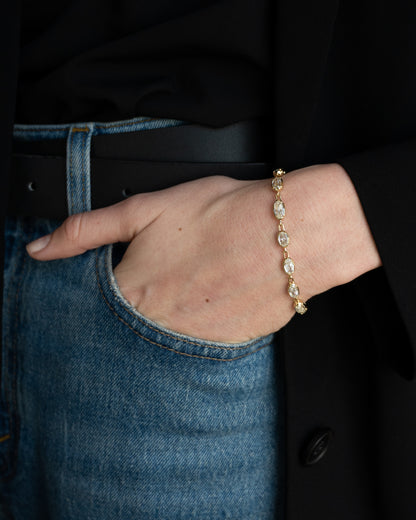 9.89 Diamond Paperclip Link Bracelet 18k Yellow Gold
