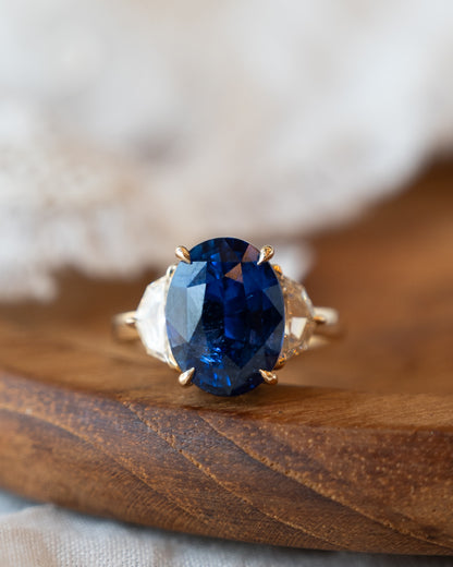 6.49 Oval Sapphire Engagement Ring 14k Yellow Gold