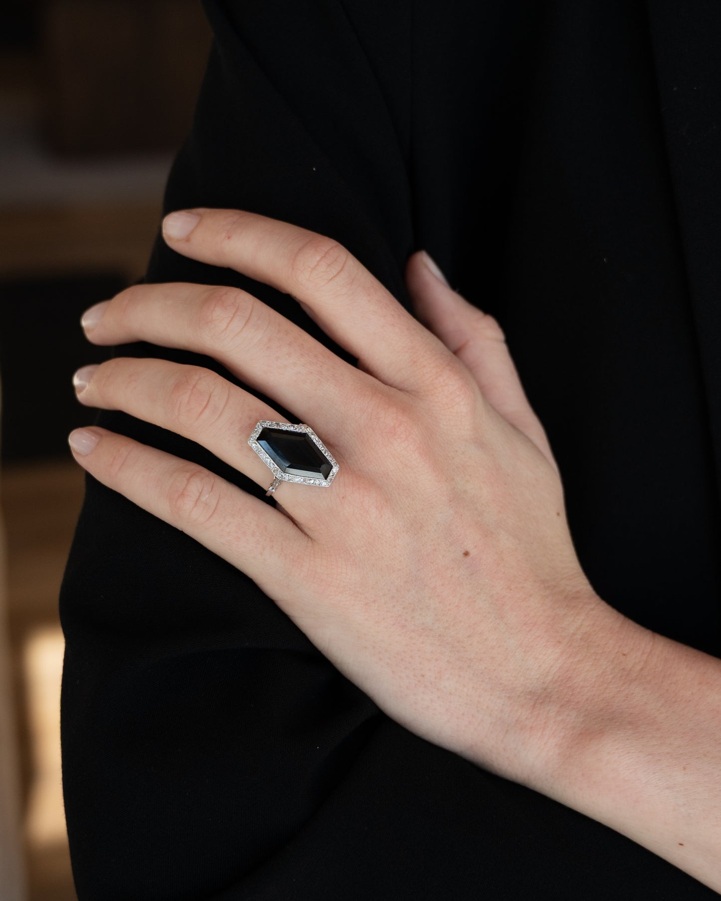 6.50 Vintage Art Deco Sapphire Cocktail Ring Platinum