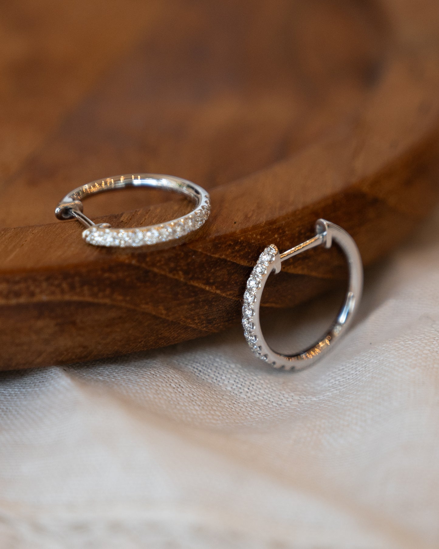 .24 Diamond Hoop Earrings 14k White Gold