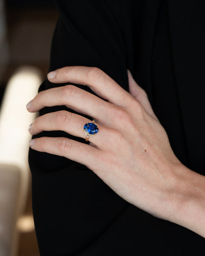 6.49 Oval Sapphire Engagement Ring 14k Yellow Gold