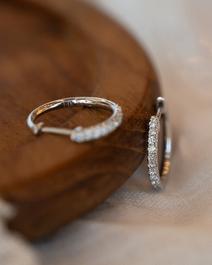 .24 Diamond Hoop Earrings 14k White Gold