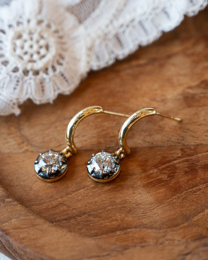 1.80 Round Diamond Drop Earrings 18k Yellow Gold