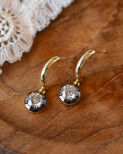 1.80 Round Diamond Drop Earrings 18k Yellow Gold