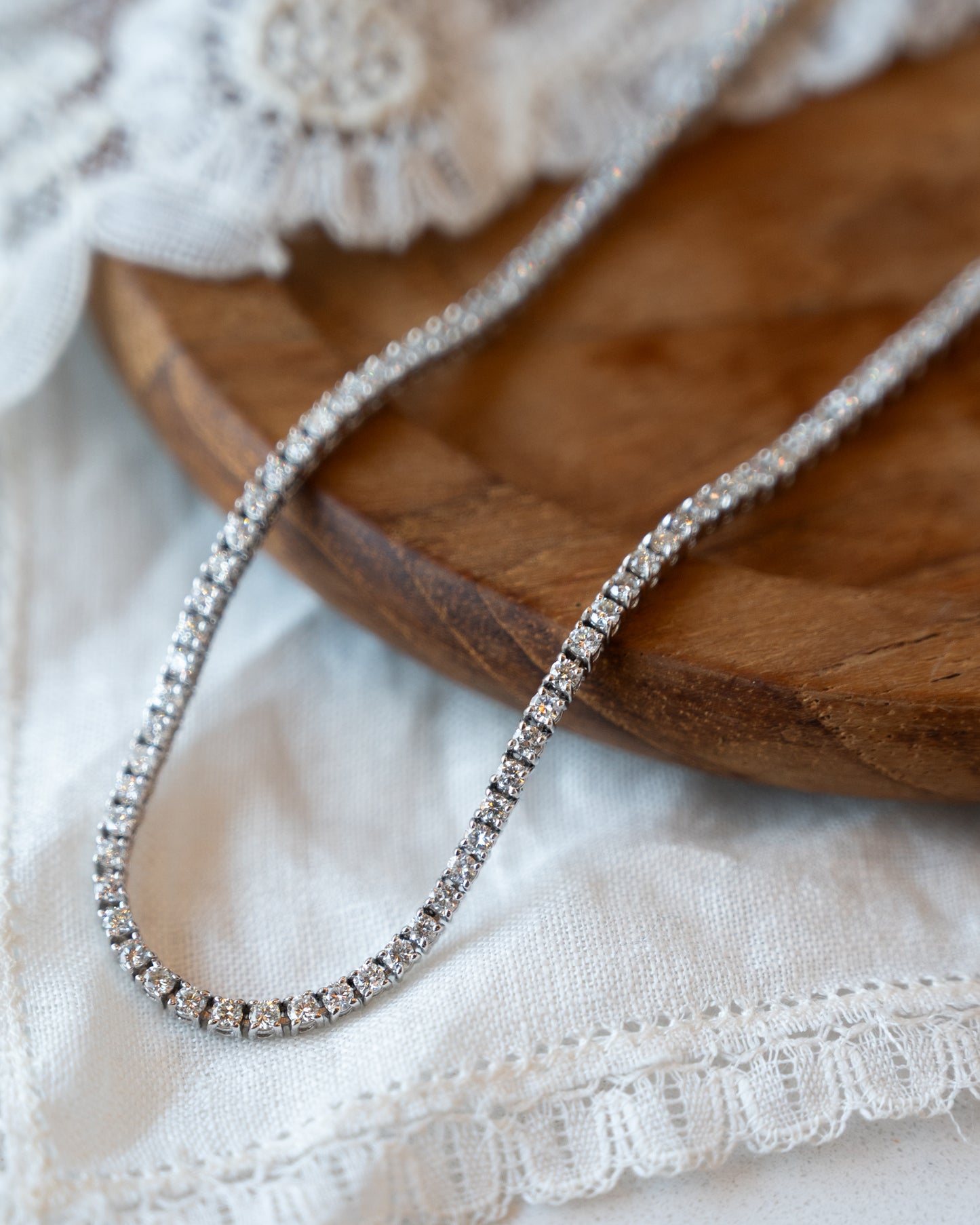 4.87 Diamond Tennis Necklace 14k White Gold