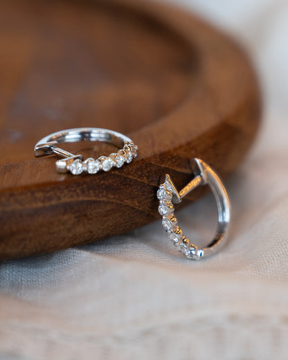 .25 Diamond Hoop Earrings 14k White Gold