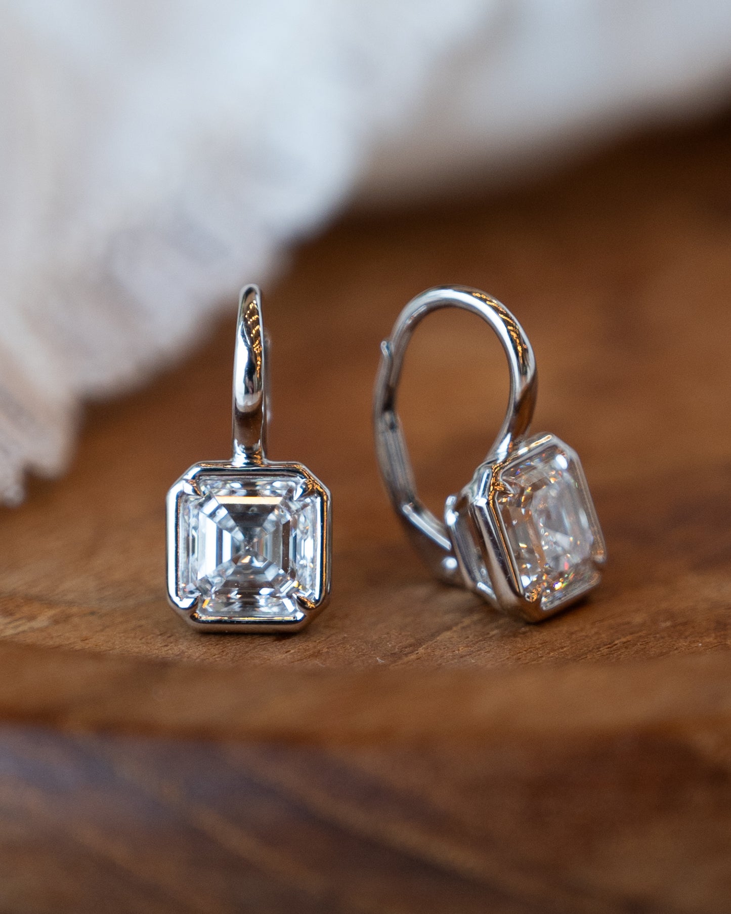 3.01 GIA Asscher Diamond Drop Earrings 18k White Gold
