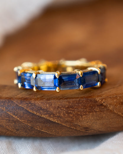 6.45 Emerald Cut Sapphire Eternity Band 18k