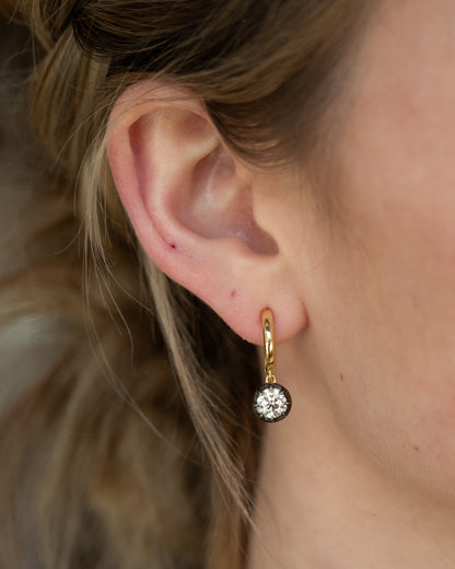 1.80 Round Diamond Drop Earrings 18k Yellow Gold