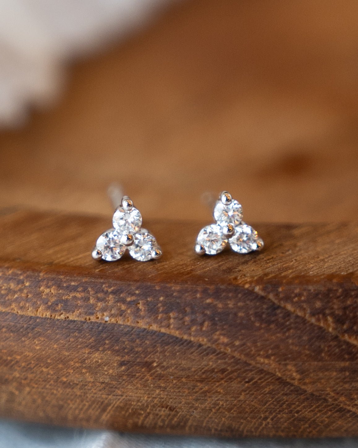 .13 Diamond Cluster Triangular Stud Earrings 14k