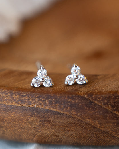 .13 Diamond Cluster Triangular Stud Earrings 14k