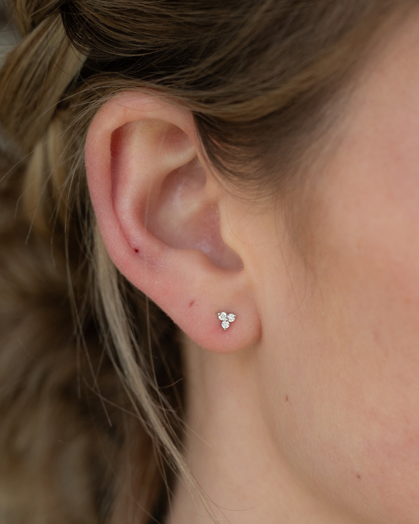 .13 Diamond Cluster Triangular Stud Earrings 14k