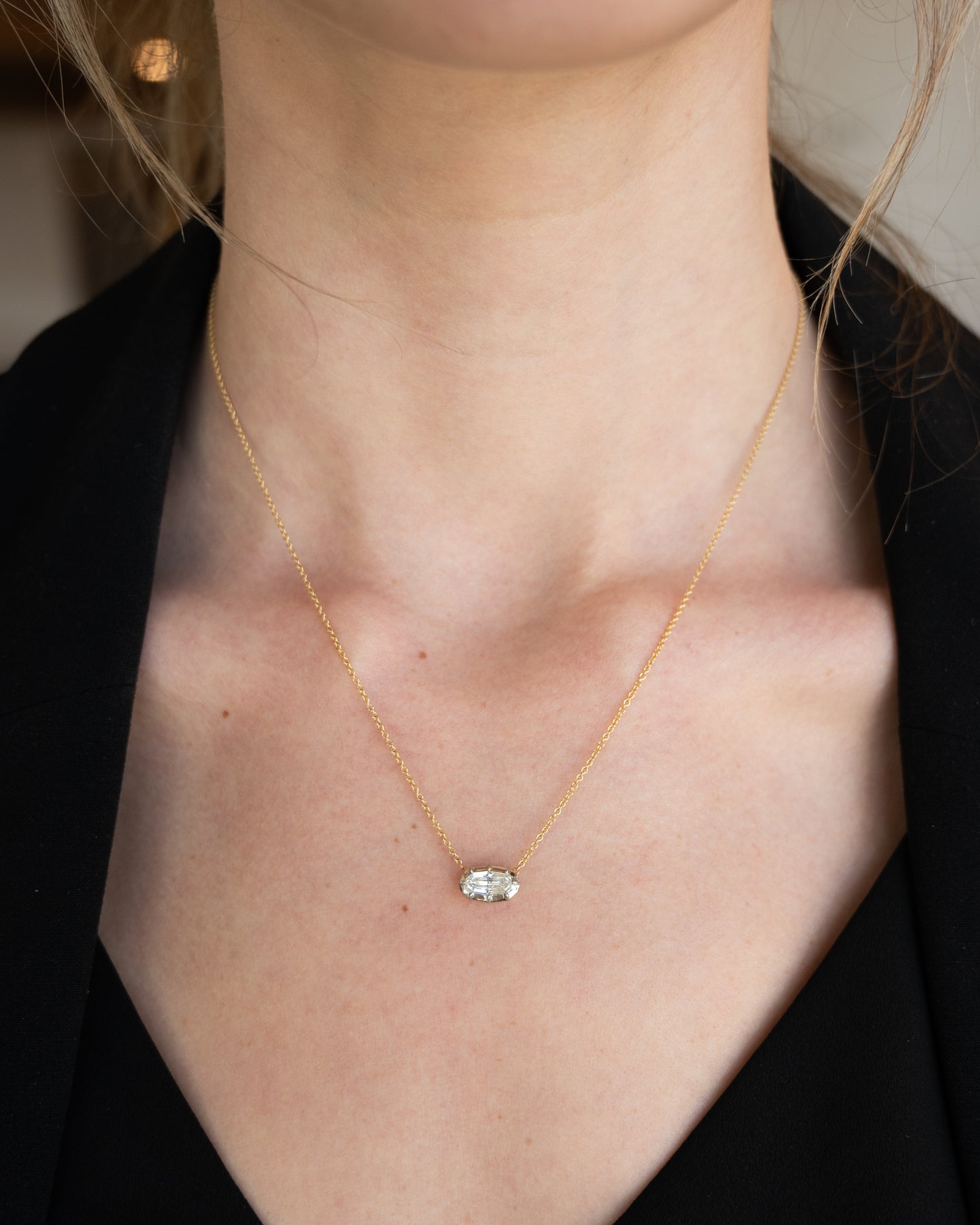 .72 Oval Diamond Pendant Necklace 18k Gold
