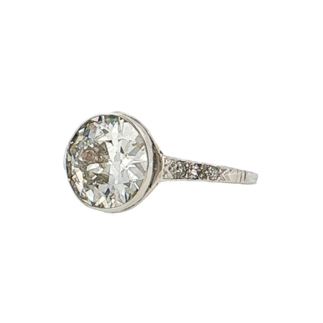 2.21 GIA Antique Old European Diamond Engagement Ring Platinum - Left