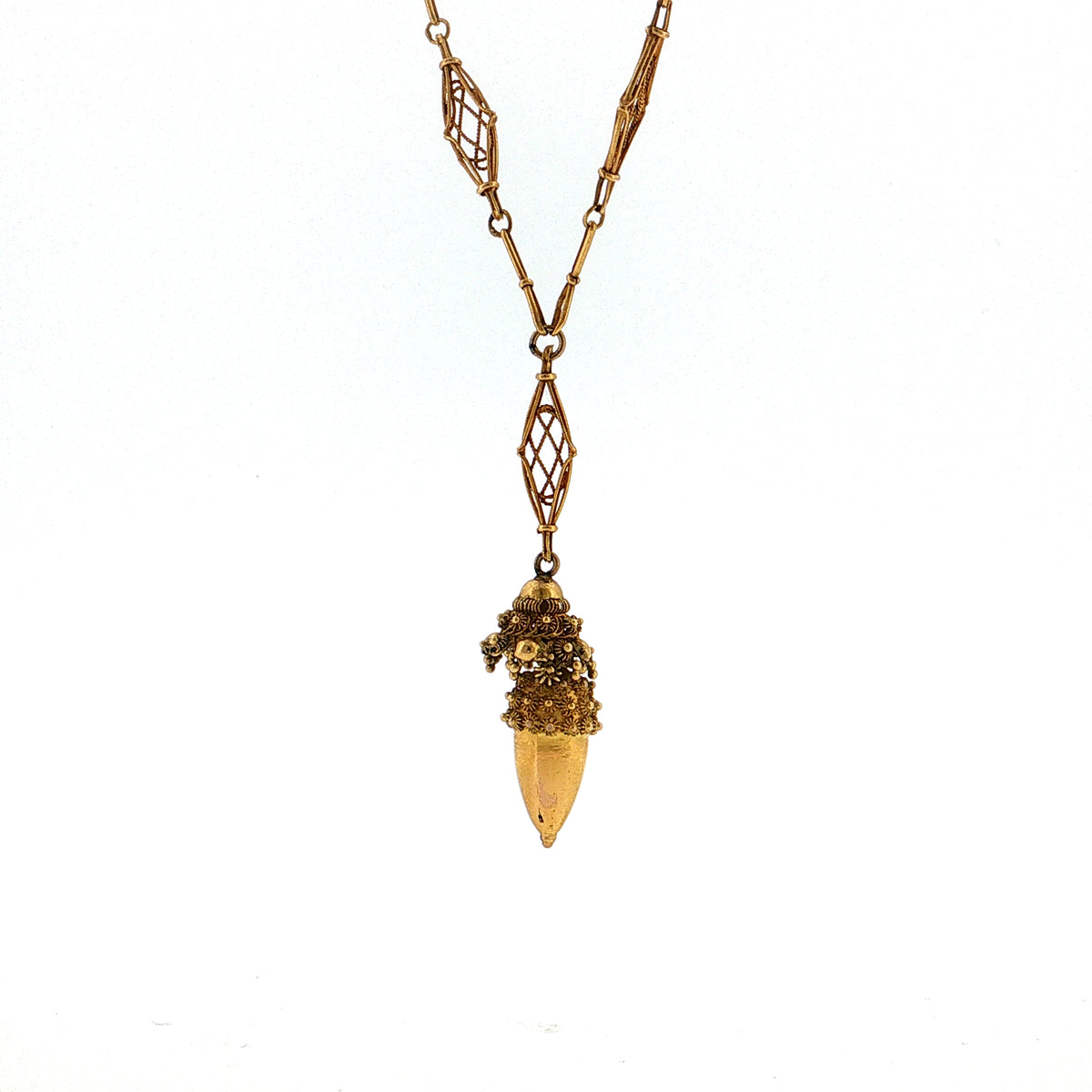 Antique Victorian Etruscan Revival Pendant Necklace 20k Gold