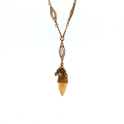 Antique Victorian Etruscan Revival Pendant Necklace 20k Gold
