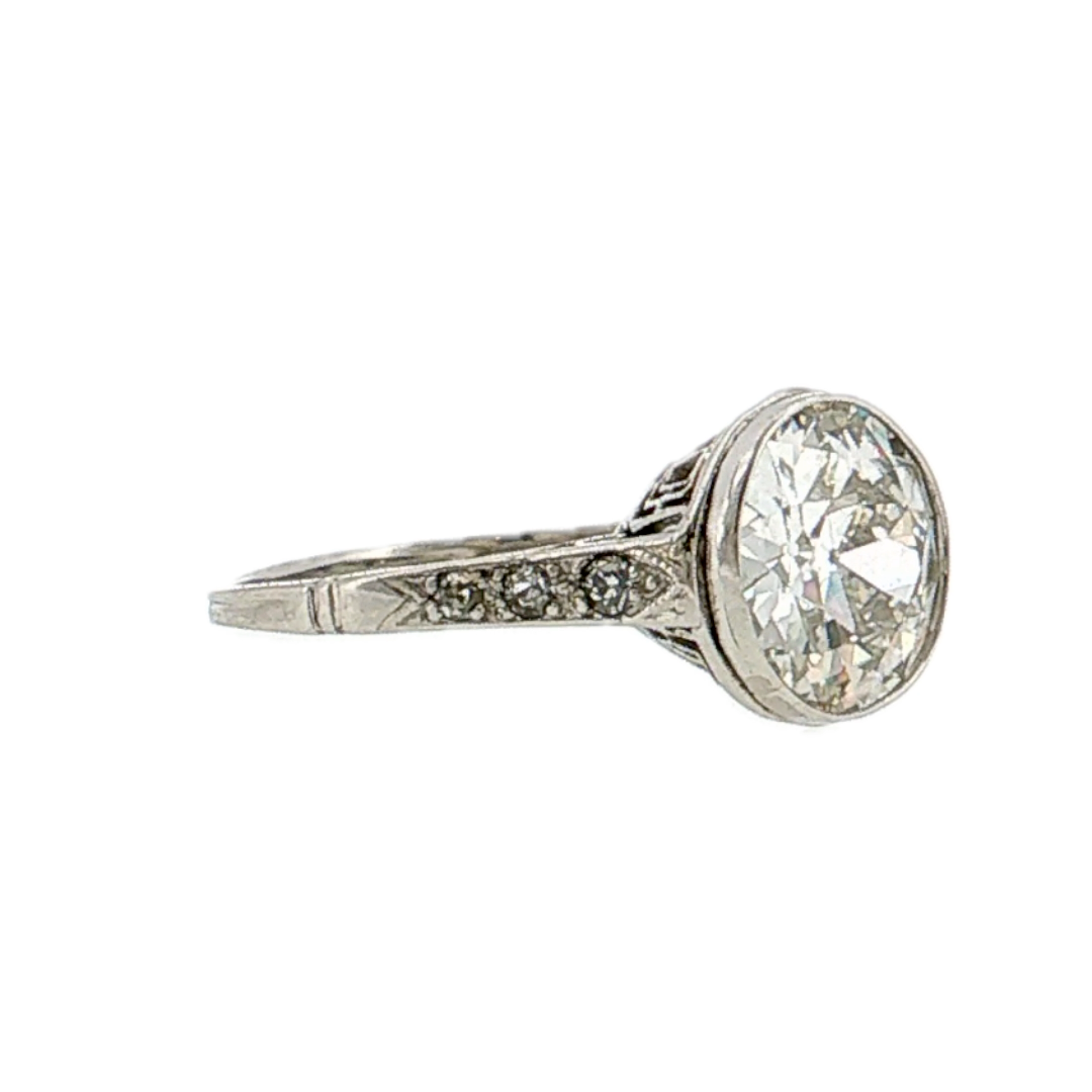 2.21 GIA Antique Old European Diamond Engagement Ring Platinum - Right