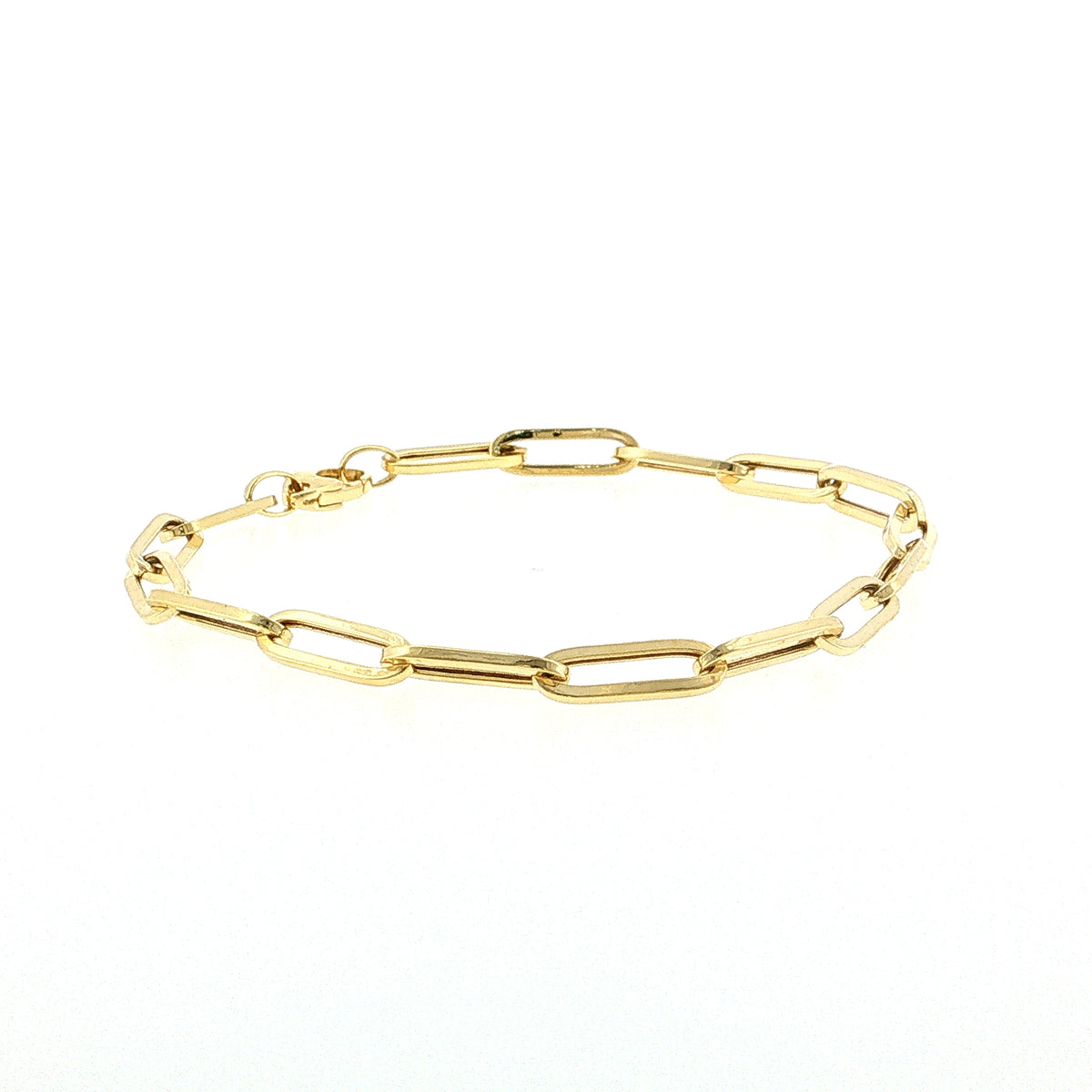 7.5" Paperclip Chain Link Bracelet 14k Yellow Gold