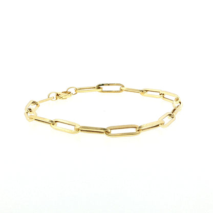 7.5" Paperclip Chain Link Bracelet 14k Yellow Gold