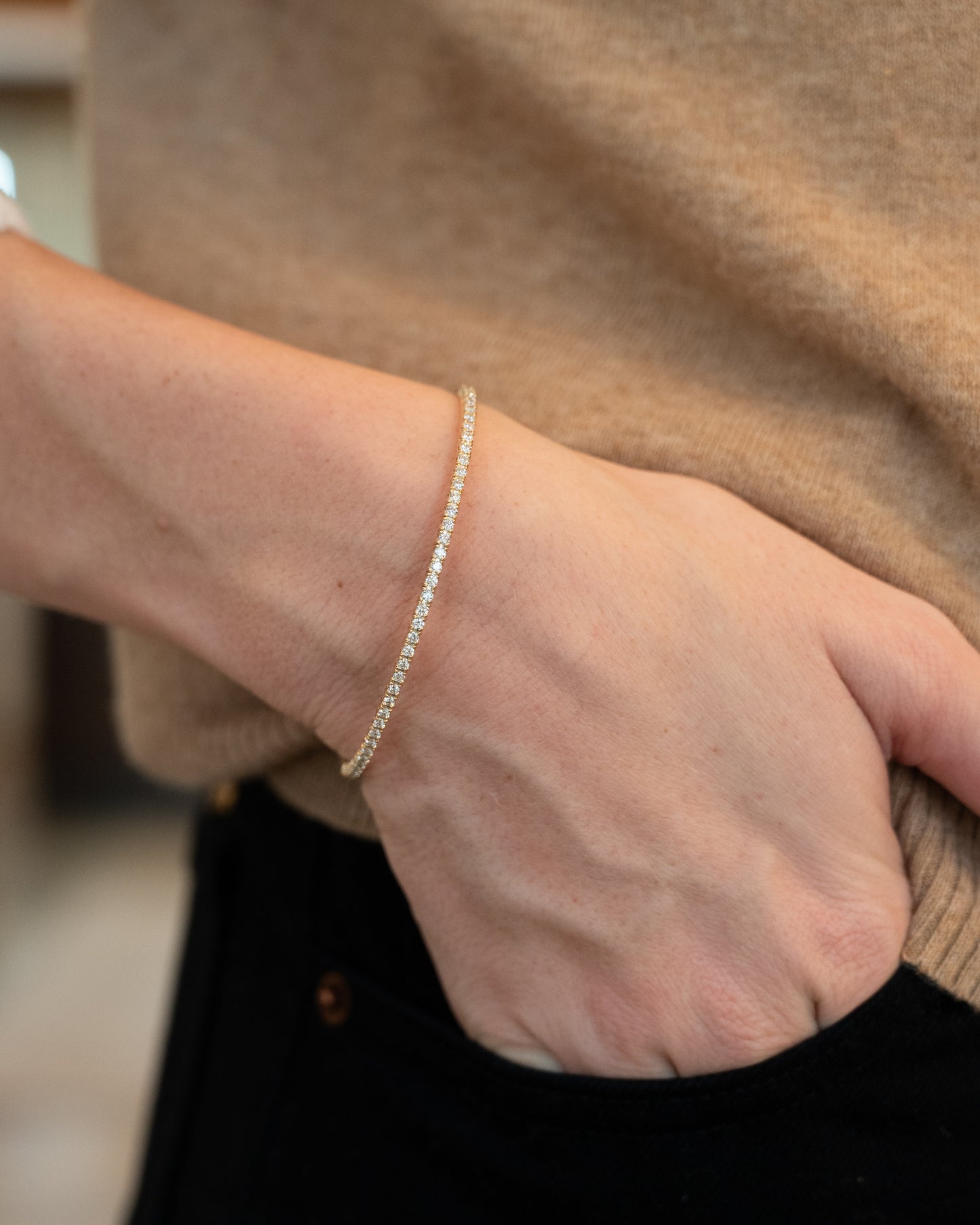 BLACK FRIDAY SPECIAL Diamond Flexible Bangle Bracelet in 14k Yellow Gold