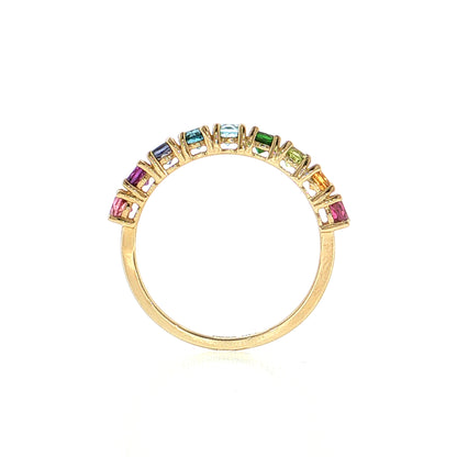 1.15 Rainbow Gemstone Stacking Ring 14k Yellow Gold