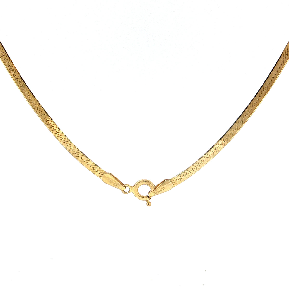 Herringbone Chain Necklace 14k Yellow Gold
