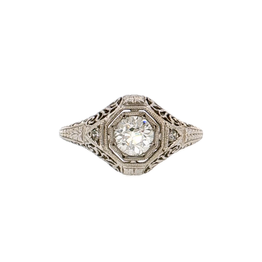 .67 Antique Old European Diamond Engagement Ring Platinum - Front