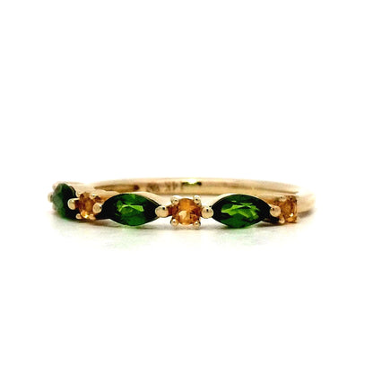 Tsavorite Garnet & Citrine Band in 14k Yellow Gold