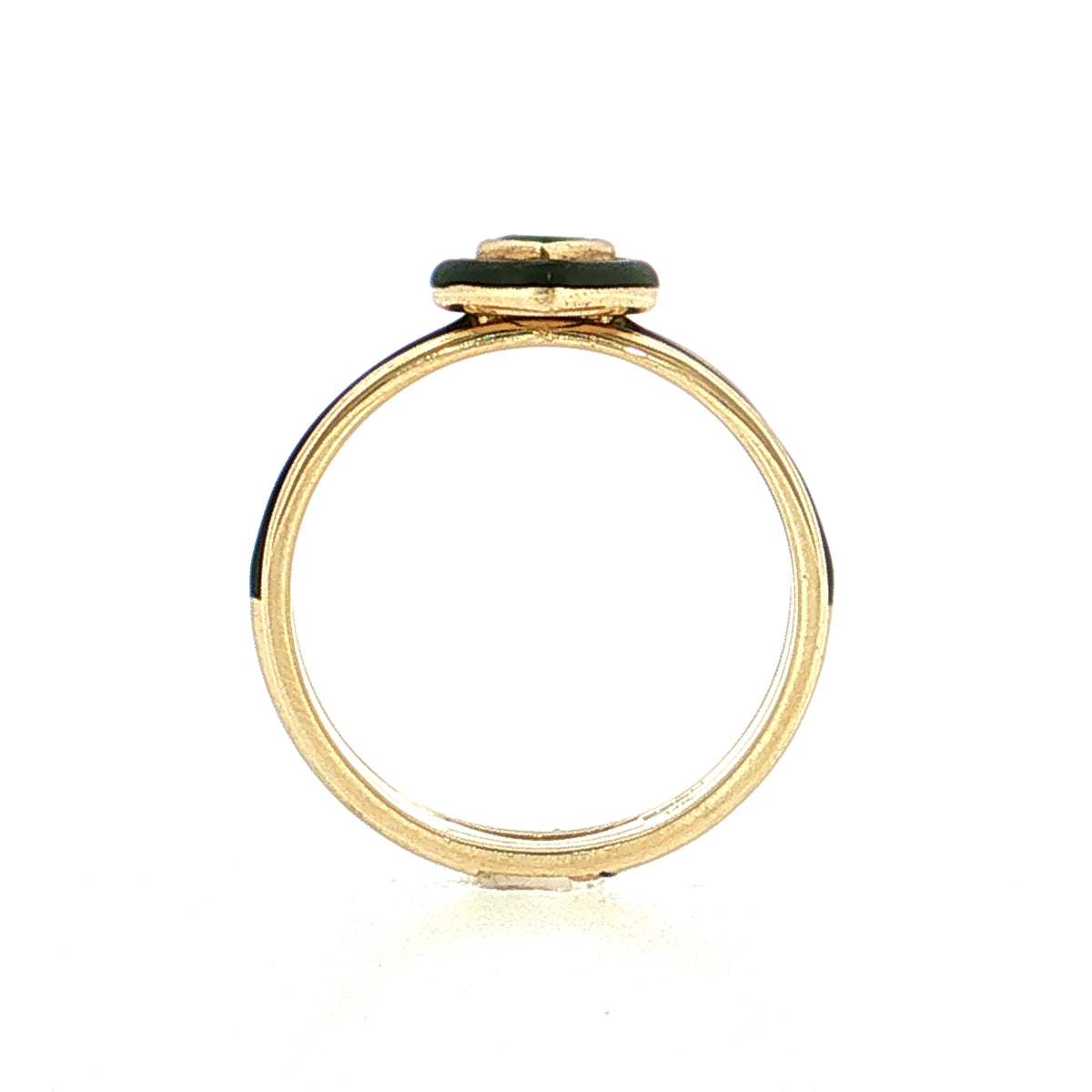 .25 Heart Cut Emerald & Black Enamel Stacking Ring 14k