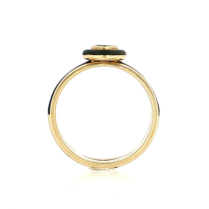 .25 Heart Cut Emerald & Black Enamel Stacking Ring 14k