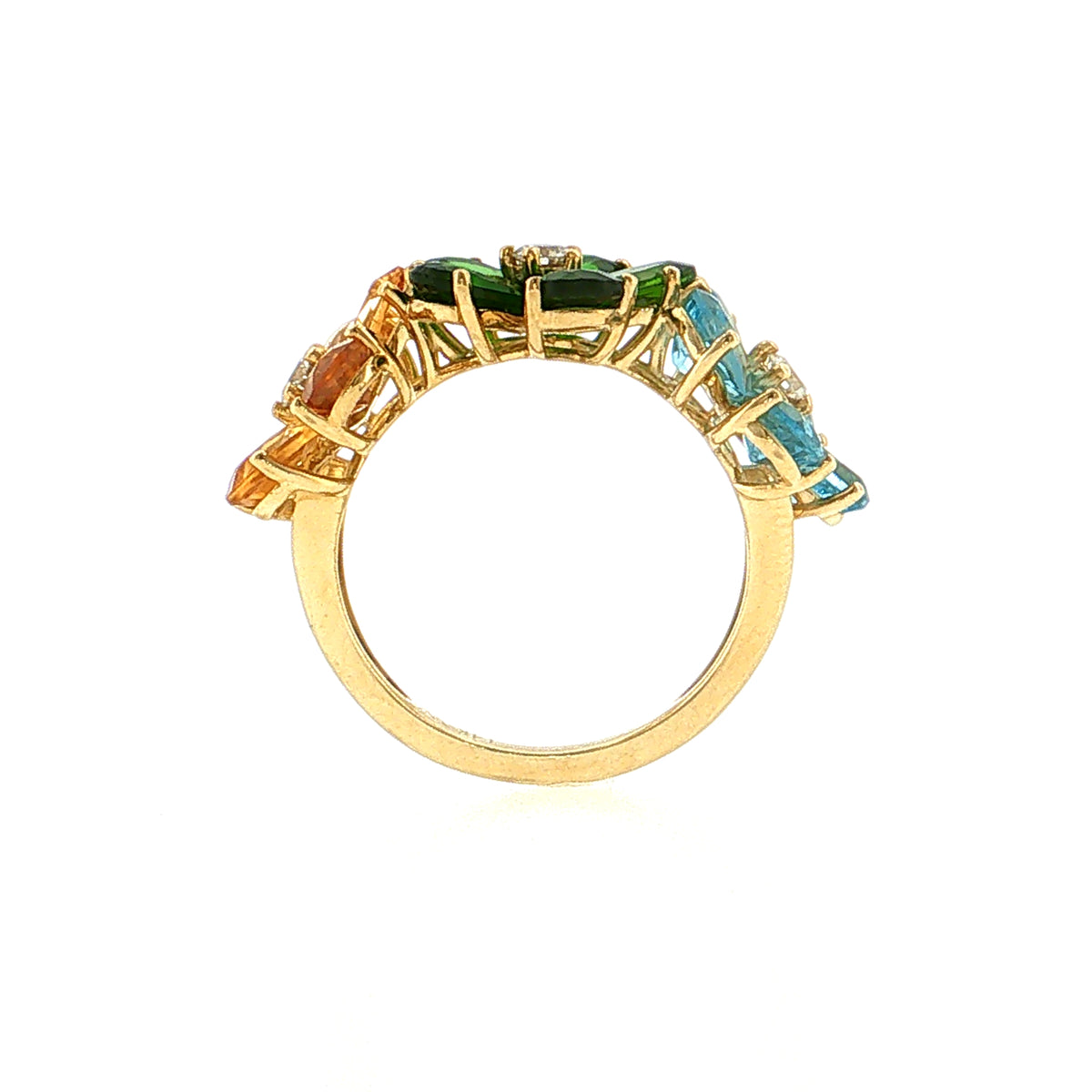 6.24 Pear Cut Gemstone Flower Ring 14K Yellow Gold