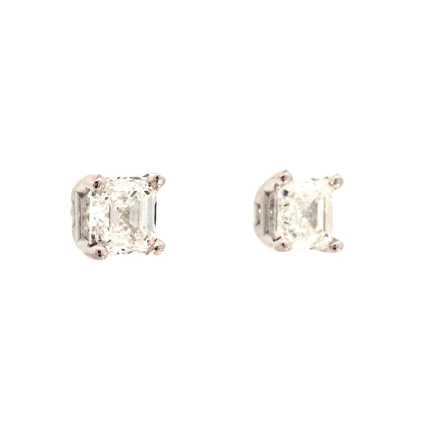 1.96 Asscher Diamond Earring Studs in 14k White Gold