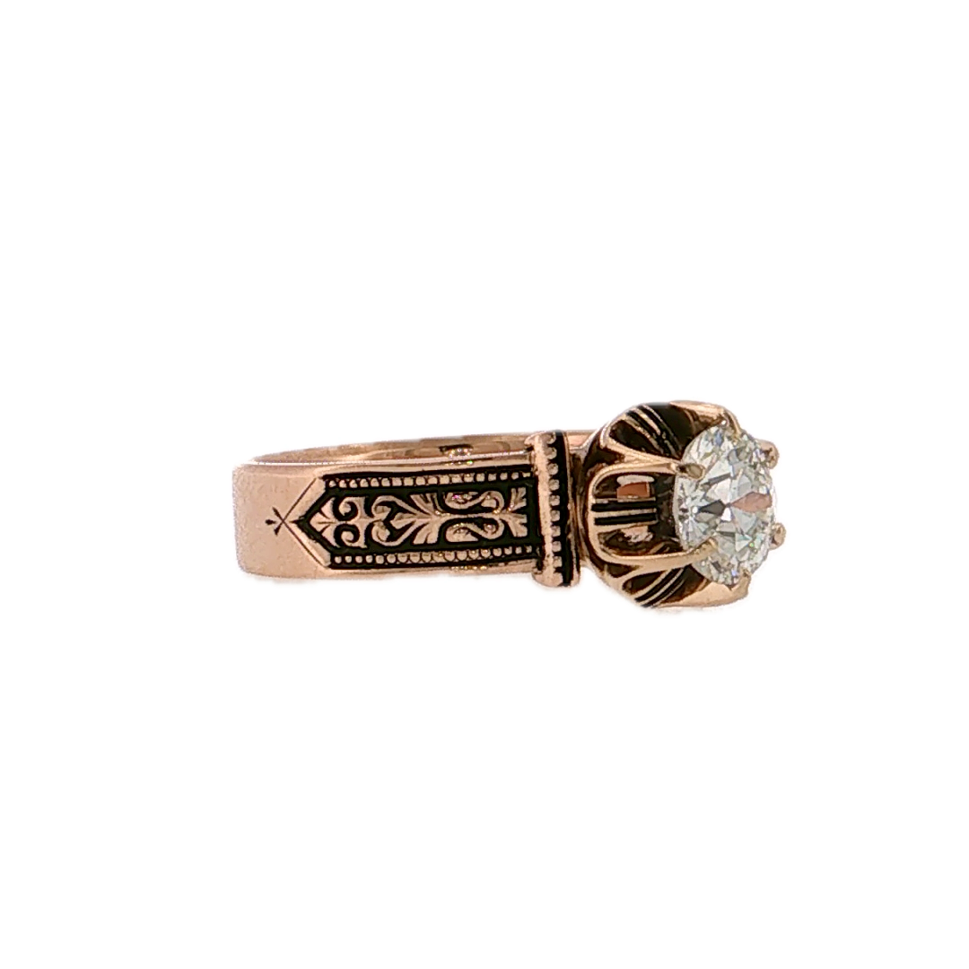 1.05 Antique Victorian Old European Engagement Ring 14k