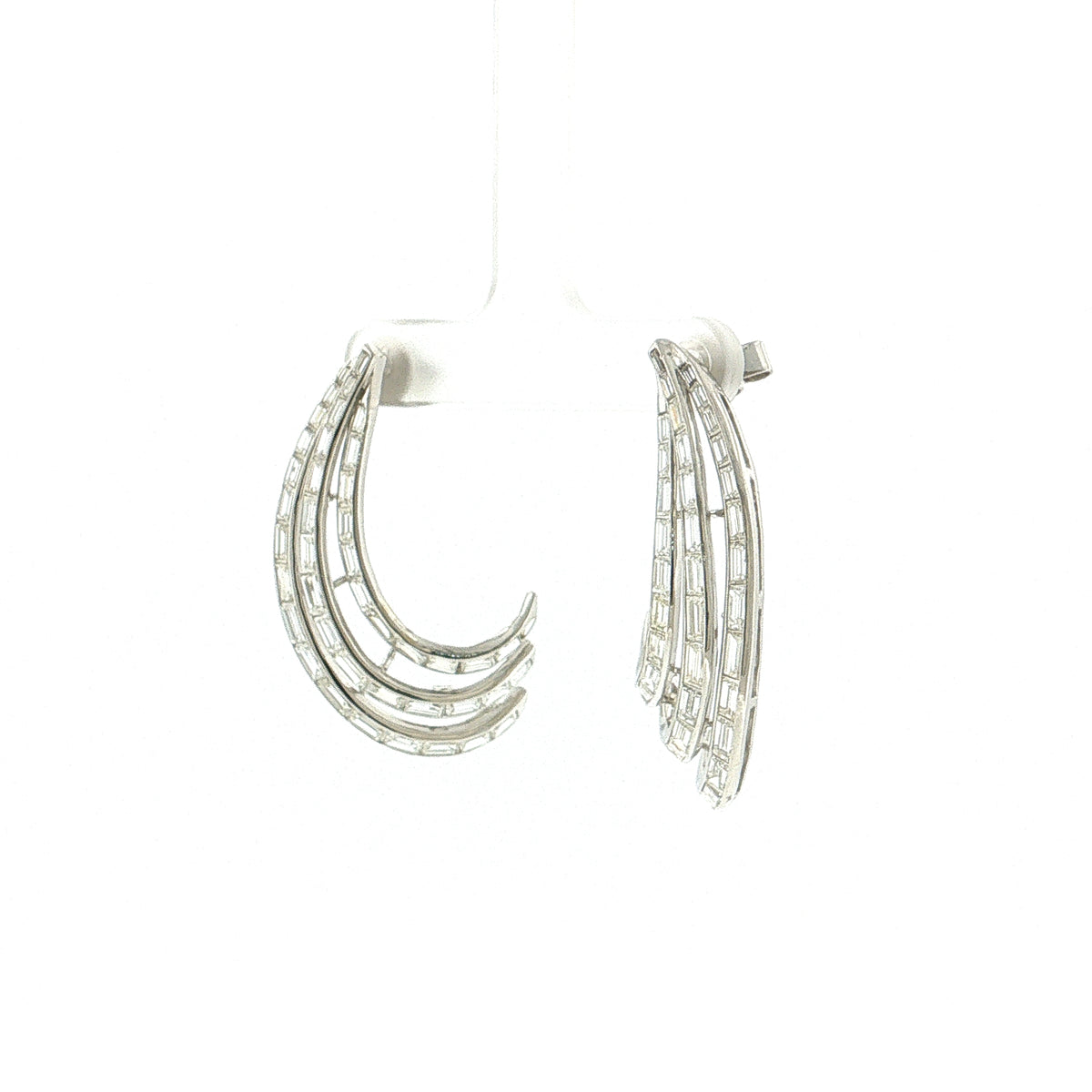 5.50 Baguette Diamond Drop Earrings Platinum & 18k White Gold