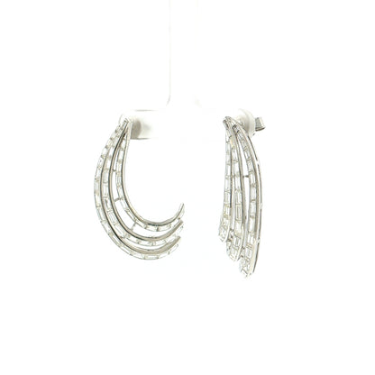 5.50 Baguette Diamond Drop Earrings Platinum & 18k White Gold