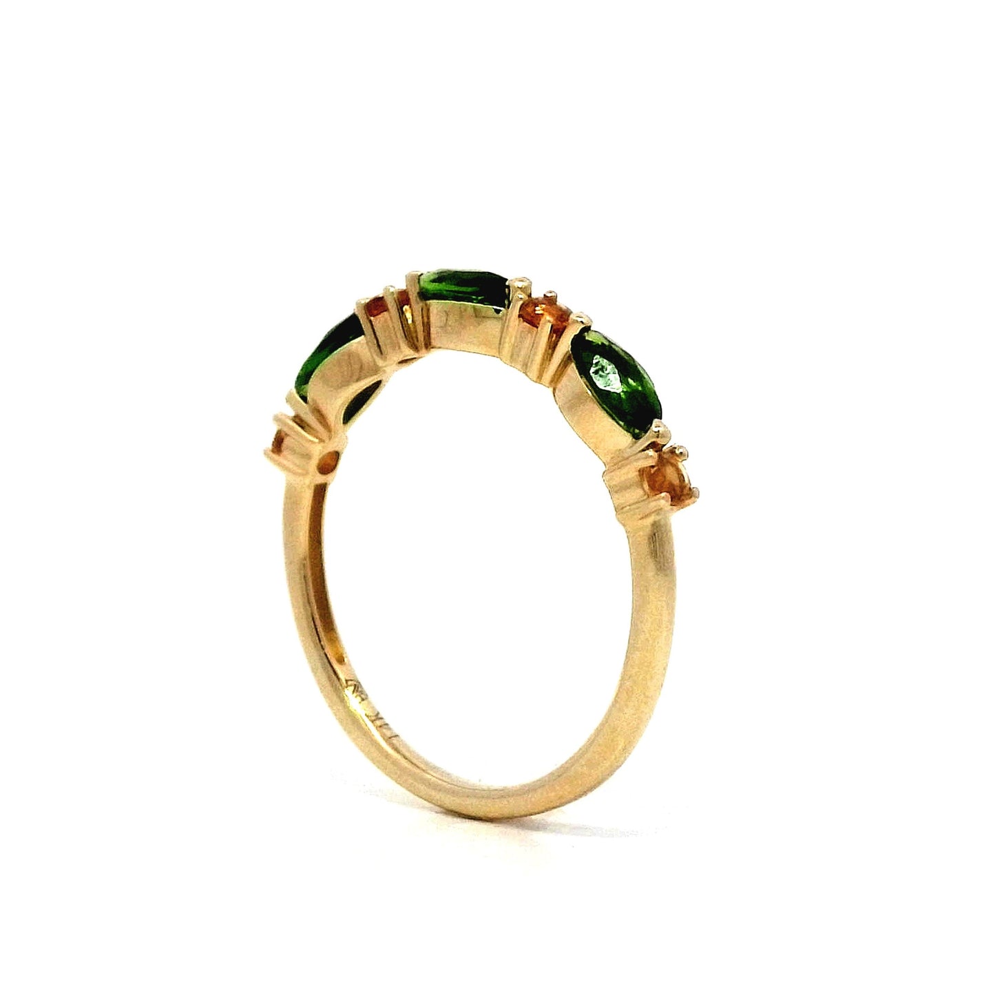 Tsavorite Garnet & Citrine Band in 14k Yellow Gold