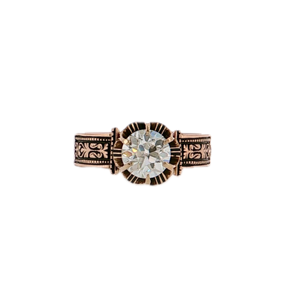 1.05 Antique Victorian Old European Engagement Ring 14k