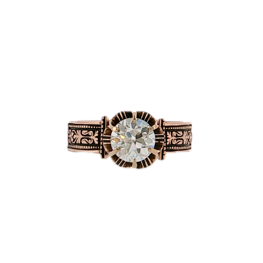 1.05 Antique Victorian Old European Engagement Ring 14k