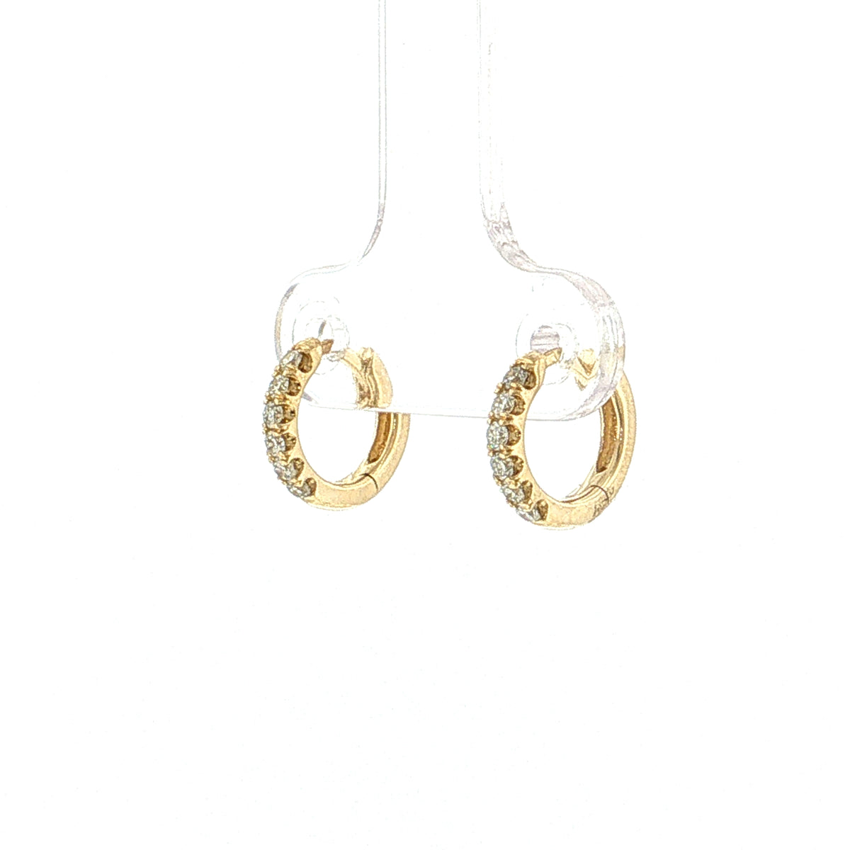 .18 Diamond Huggie Hoop Earrings 14k Yellow Gold
