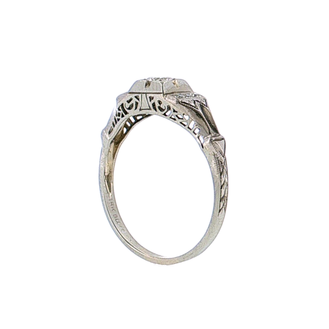 .18 Vintage Deco Diamond Engagement Ring 18k