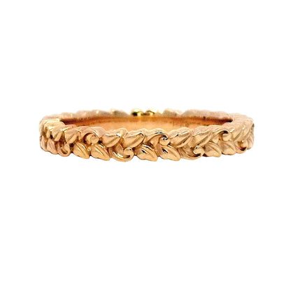 Leaf Textured Stacking Band in 14k Yellow Gold