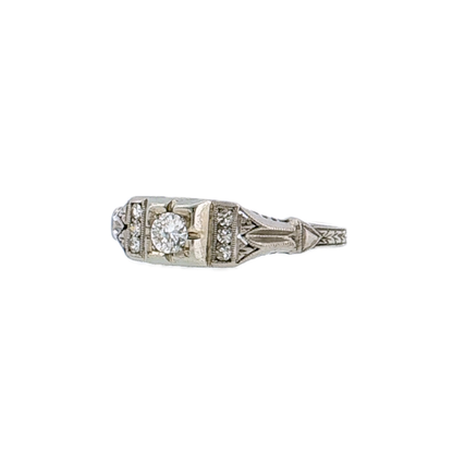 .18 Vintage Deco Diamond Engagement Ring 18k - Left