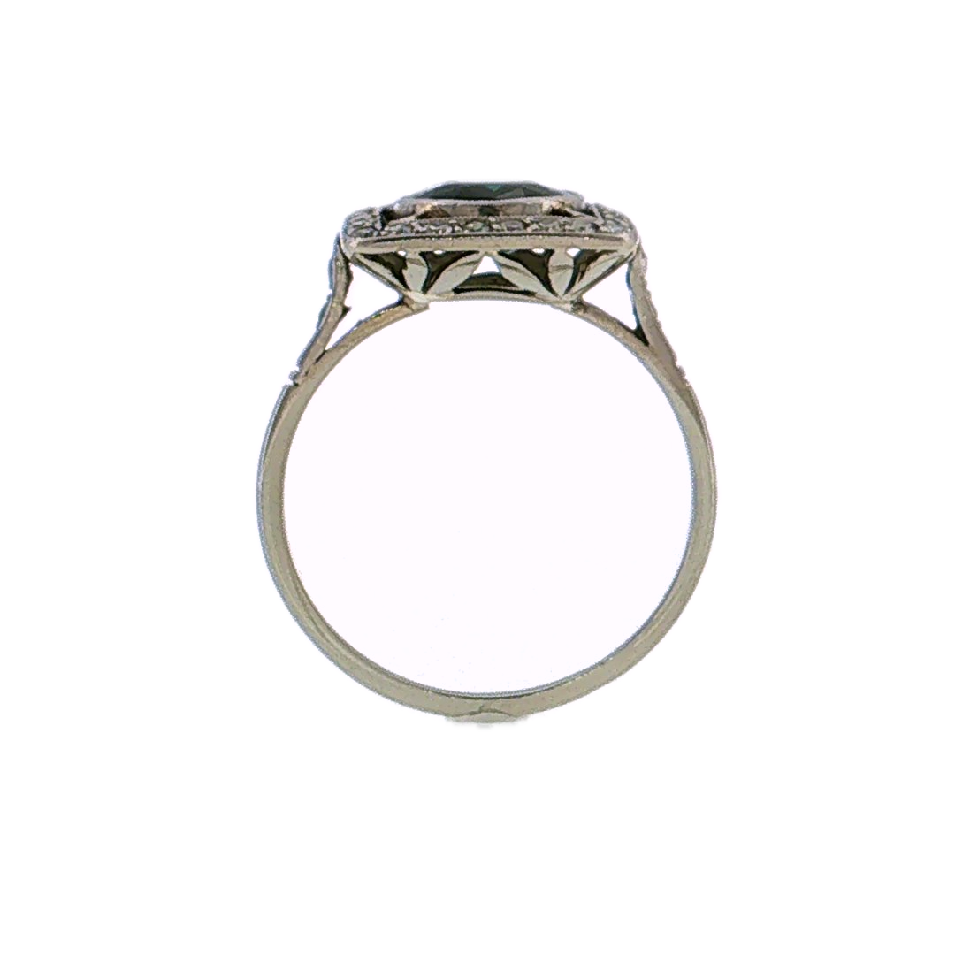 1.48 Antique Cushion Cut Sapphire Engagement Ring 18K