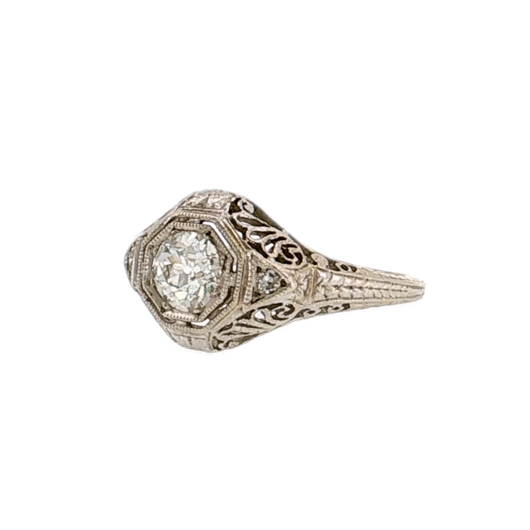 .67 Antique Old European Diamond Engagement Ring Platinum