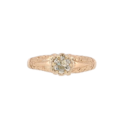 .38 Antique Victorian Old European Diamond Engagement Ring 14K - Front