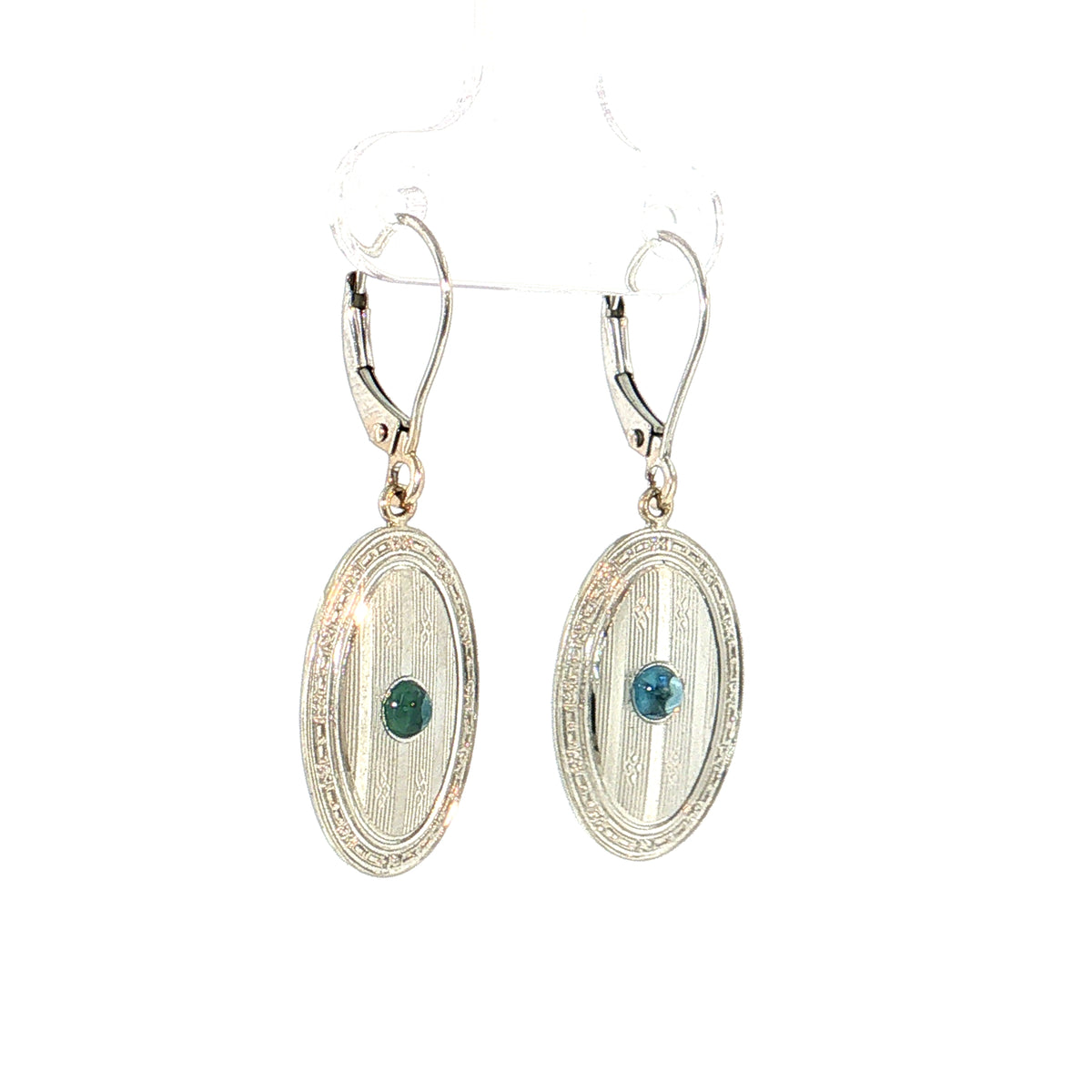 .32 Antique Art Deco Sapphire Earrings 14k White Gold